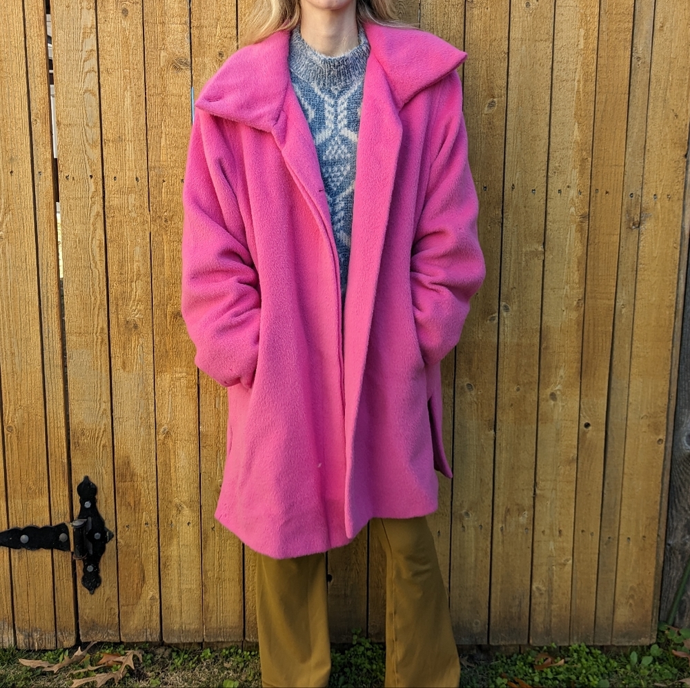 Max Mara Pink Alpaca Wool Teddy Coat